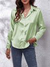 Satin bluse mit knöpfen – elegante langarmbluse für damen
