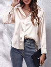Satin bluse mit knöpfen – elegante langarmbluse für damen