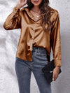 Satin bluse mit knöpfen – elegante langarmbluse für damen