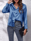 Satin bluse mit knöpfen – elegante langarmbluse für damen