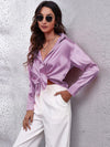 Satin bluse mit knöpfen – elegante langarmbluse für damen