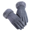 handschuhe - elegante velours-handschue mit fellbesatz