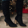 Knielange stiefel - schicke damen stiefel mit absatz aus
