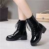 Mittelhohe Schnürstiefel für Damen – Schnür-Plattformstiefel