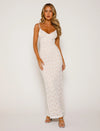 Lace maxi kleid - elegantes weisses damen abendkleid