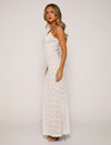 Lace maxi kleid - elegantes weisses damen abendkleid