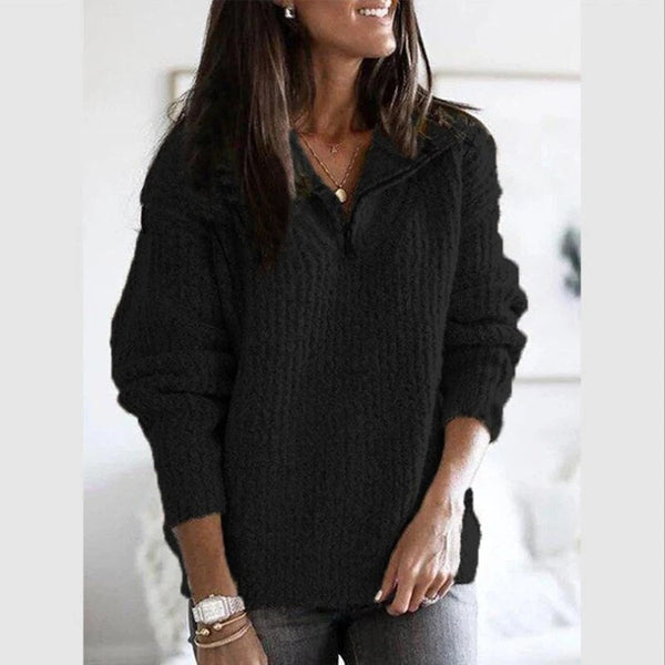 Zip-up pullover - kuschelige strickjacke für damen