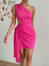 Dä asymmetrische cocktailkleid - mini im luxuriöse satin für spezielle anlässe - modisch im one-shoulder-style