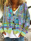 Damen strickjacke - bezaubernde florale stickerei im oversized-stil