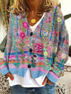 Damen strickjacke - bezaubernde florale stickerei im oversized-stil