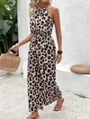 Damen leopard print halterneck jumpsuit - trendige sommermode