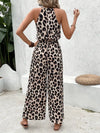 Damen leopard print halterneck jumpsuit - trendige sommermode