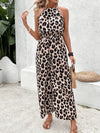 Damen leopard print halterneck jumpsuit - trendige sommermode