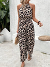 Damen leopard print halterneck jumpsuit - trendige sommermode