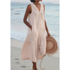 Dame midi hemdblusenkleid mit knopf-details - lässig für strand und alltag