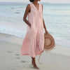 Dame midi hemdblusenkleid mit knopf-details - lässig für strand und alltag
