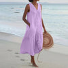 Dame midi hemdblusenkleid mit knopf-details - lässig für strand und alltag