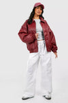 Oversized Rote Bomberjacke