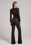 Schwarzer spitzen-jumpsuit - elegante abendmode für frauen