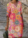 Blumiges tunika-kleid - lebhaftes casual sommerkleid für damen