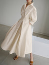 Maxi hemdkleid - stilvolles langkleid mit gürtel für damen