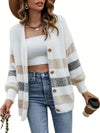Lässige damen strickjacke - gestreifter button-up pullover