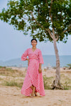 Wickelkleid - blumig in pink für frauen