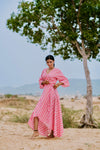 Wickelkleid - blumig in pink für frauen