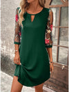Besticktes shiftkleid - elegantes kleid mit durchsichtigen ärmeln