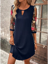 Besticktes shiftkleid - elegantes kleid mit durchsichtigen ärmeln