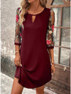 Besticktes shiftkleid - elegantes kleid mit durchsichtigen ärmeln