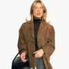 Dame suede blazer - elegante, braune oversized jacke
