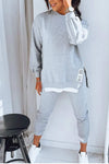 2-teilige gemütliche lounge-kombination - weiche stoff-loungewear für zuhause