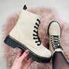 Beige schnür-stiefeletten - stilvolle damen schuhe