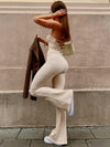 Khaki flared jumpsuit - schicke damen mit schnürung hinten