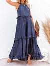 Maxikleid - elegante sommerrobe für damen mit rüschendetails