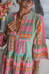 Künstlerisches midi-kleid - mehrfarbige damen sommer-tunika