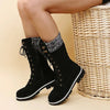 Dame schnür-winterstiefel - stilvolle schwarze stiefeletten
