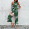 Grüner pünktli jumpsuit - trendy halterneck design für damen