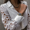 Damenbluse - elegante knopfhülle mit feinen spitze-details