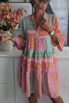 Künstlerisches midi-kleid - mehrfarbige damen sommer-tunika