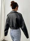 Vintage schwarze jacke für damen – lässig und stilvoll mit reißverschluss