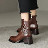 Winter-Stiefeletten aus Kunst für Damen – seitlicher Reißverschluss und dicker Absatz