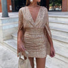 Glitzer kleid - elegante kurze kleid mit mausärmeln
