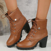 Schnürstiefel für Damen – Plateau-Blockabsatz
