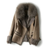 Damen-Bikerjacke – Eleganti brauni Jacke mit Kunstfellkrage