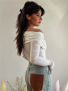 Langärmliges off-shoulder top - schicke bluse für damen