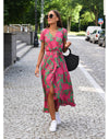 Blumiges wickelkleid - elegantes midi-kleid für jeden anlass