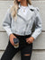 Vintage hellgraue leder cropped jacke für damen – stilvoll und lässig