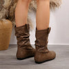 Winter-Stiefeletten für Damen – warme Stiefel mit runder Spitze und flacher Sohle